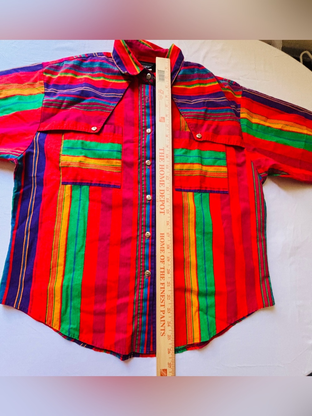 Roughrider Circle Y Button Up Shirt Vintage 100% Cotton Colorful Women’s - Picture 5 of 14